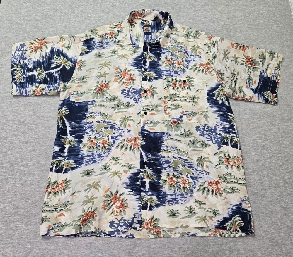 Montage Tropics Shirt Mens Large Silk Short Sleeve Button Up Hawaiian Floral